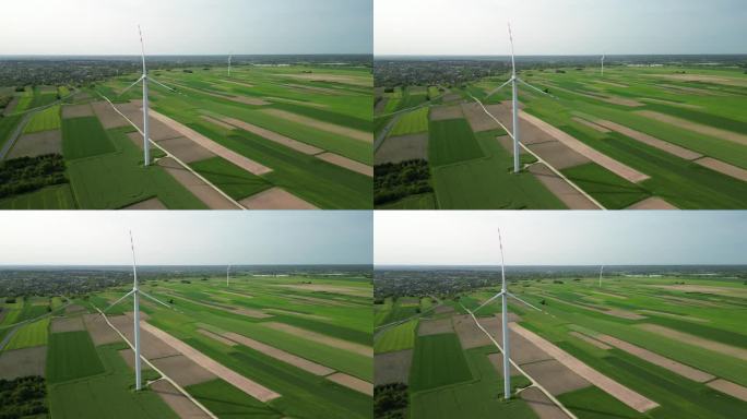 波兰Łańcut附近农田的风力涡轮机
