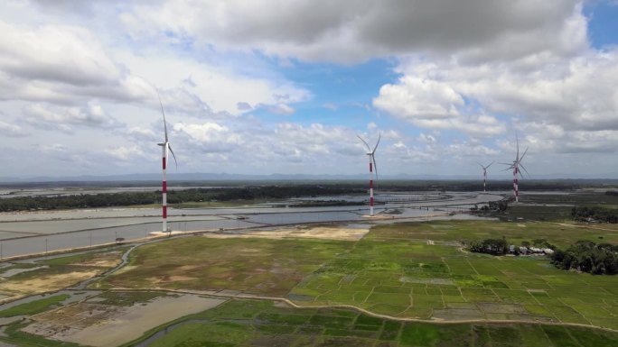 风能发电项目中的风力涡轮机。可再生能源革命:风力发电背景