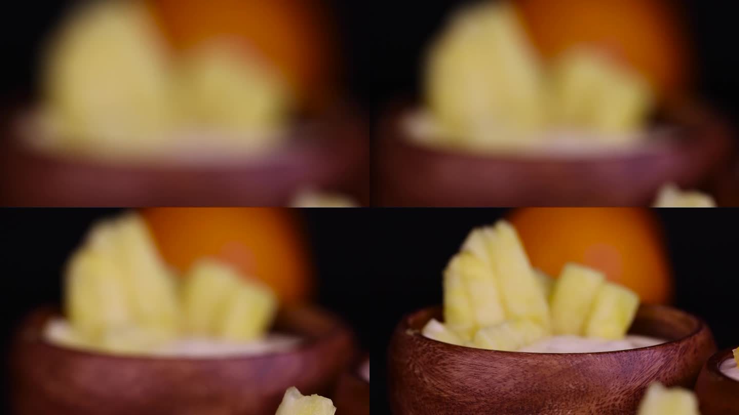 菠萝酸奶配熟黄橙片
