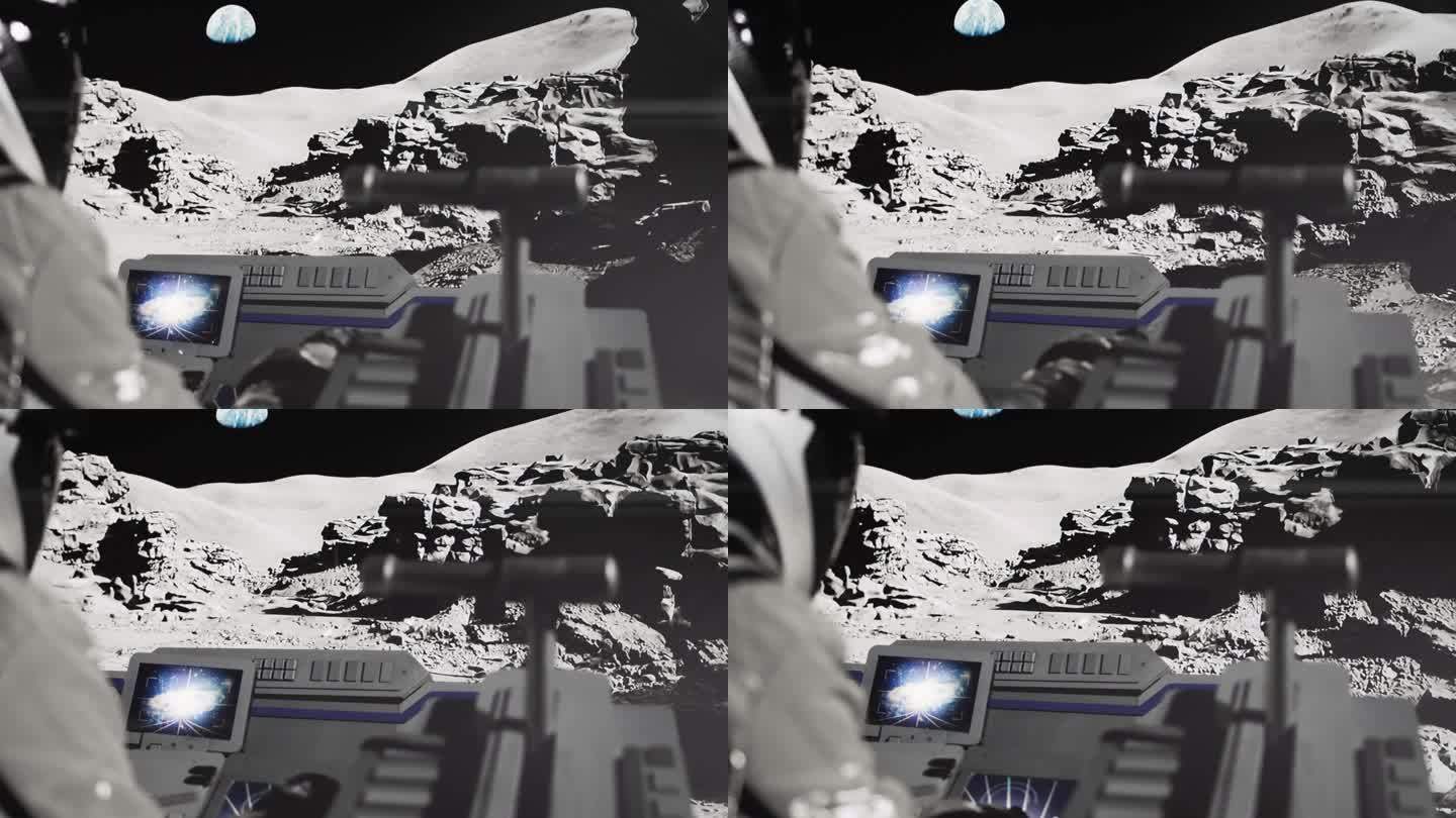 宇航员在月球上使用空间站的控制面板