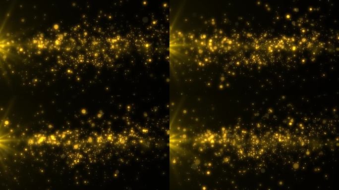 闪闪发光的金色粒子抽象背景闪烁粒子与散景效果。