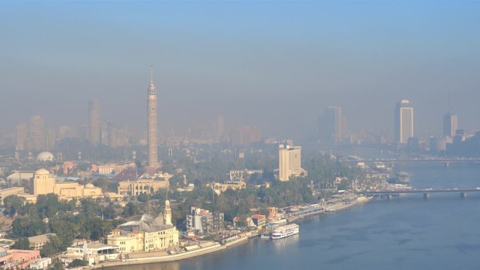 开罗,埃及高楼桥梁行驶