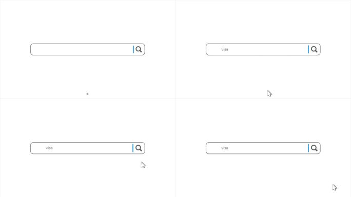 Visa在搜索动画。互联网浏览器搜索