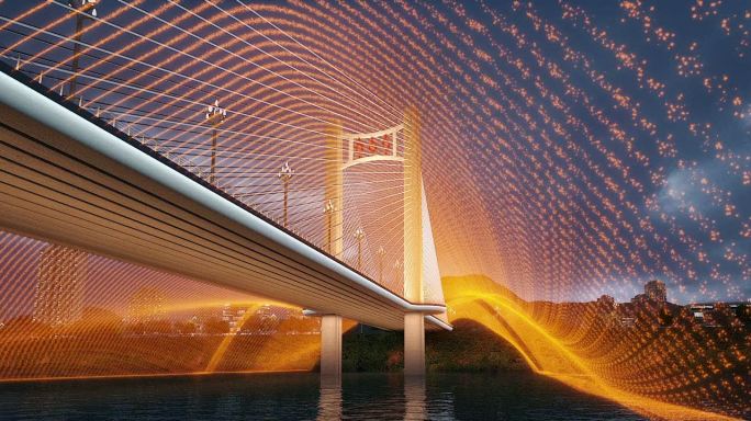 开州大桥夜景喷泉