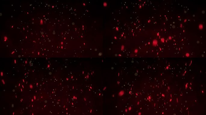 动态火热的飞行火花在黑暗的背景。燃烧的红色颗粒流动。3 d渲染。