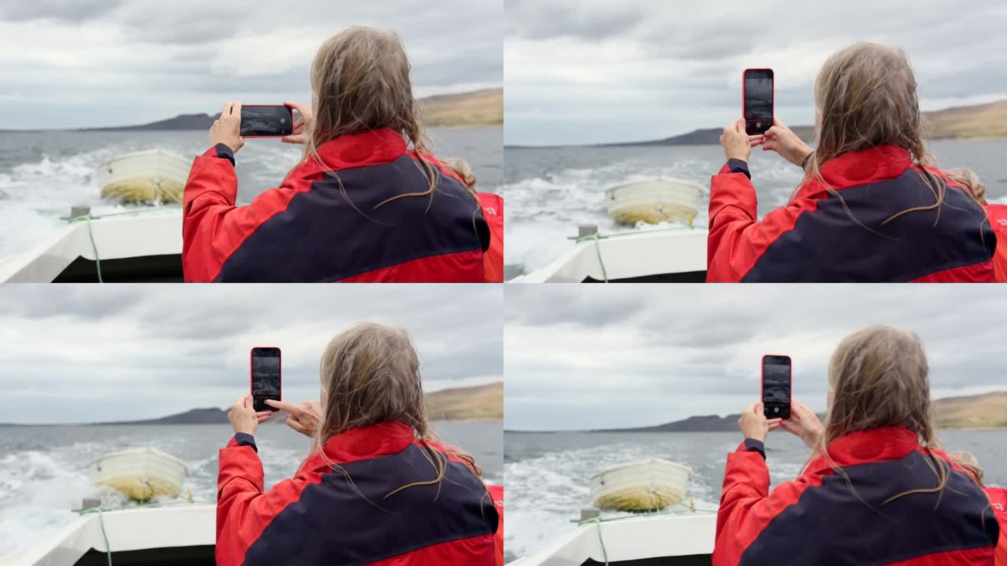 逃到海边海边手机拍照