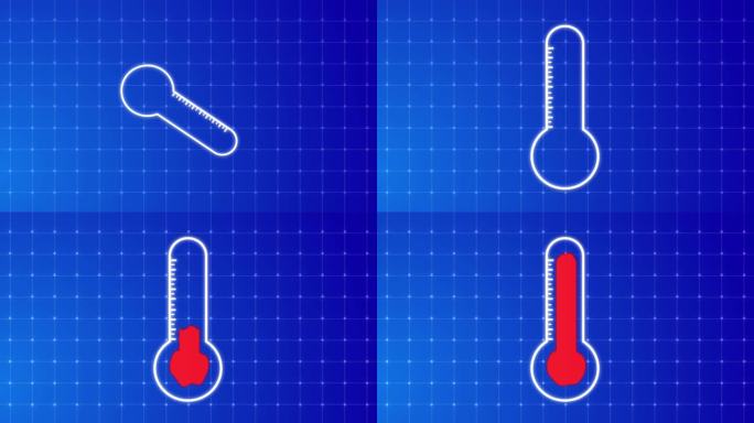在4K 30FPS的绿色屏幕上，玻璃水银温度计内的温度因全球变暖而上升。温度表刻度指示运动图形素材。