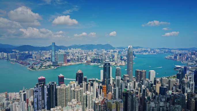 【正版素材】香港大景全景大气俯拍7236