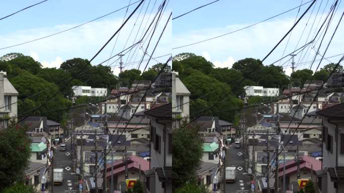 住宅区内的陡坡路(七谷坂)。日本横滨