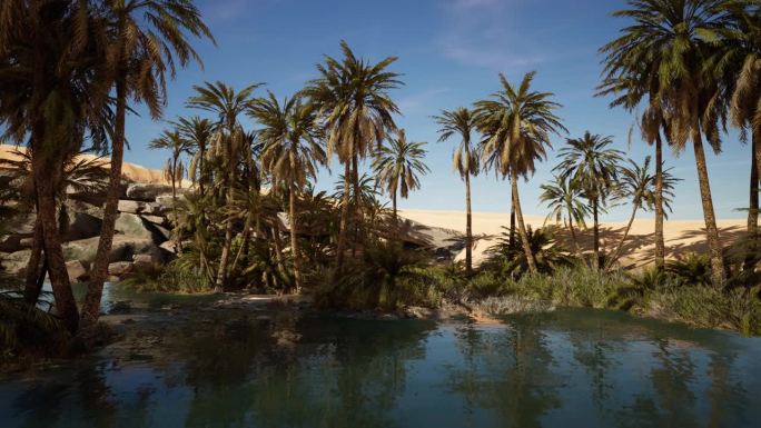 撒哈拉沙漠中田园诗般的绿洲