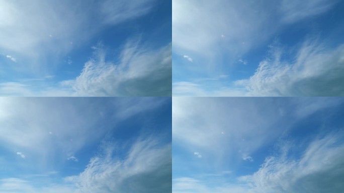 白色高层云移动的场景。细细的云在移动。间隔拍摄。