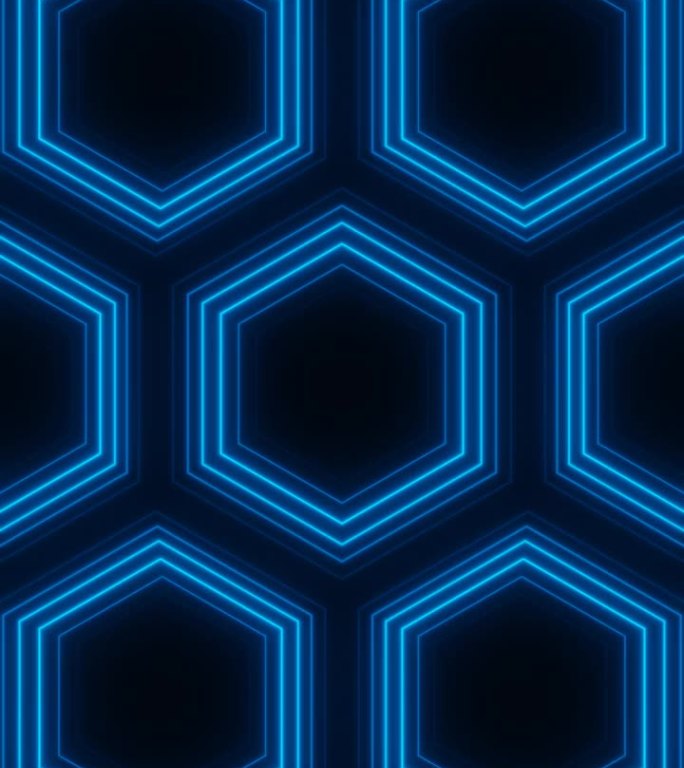 垂直视频蓝色六边形网格网格催眠vj循环动画