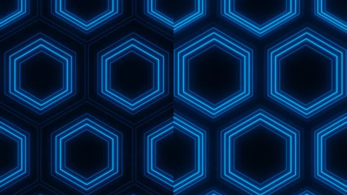 垂直视频蓝色六边形网格网格催眠vj循环动画