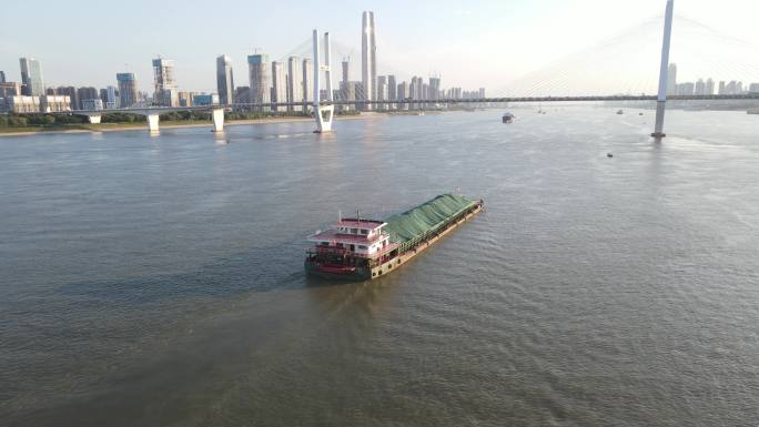 武汉长江二桥日落码头运输船货船14