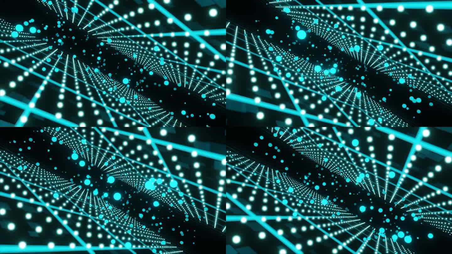 一个抽象的科幻分层霓虹灯网格3D循环动画背景是一个视觉上令人惊叹和未来主义的设计