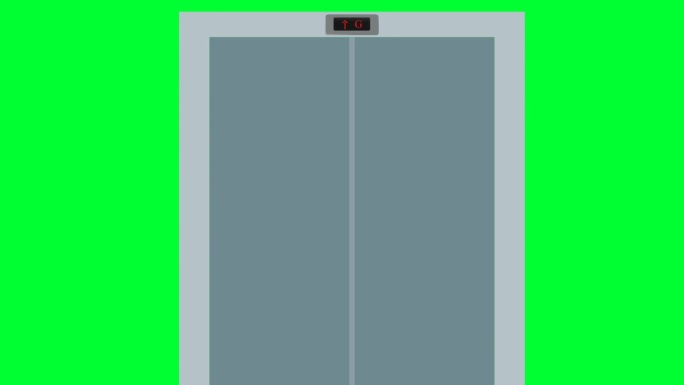 电梯门打开和关闭绿屏动画。电梯客舱乘客电梯逐层运送办公大楼。候机电梯空大厅走廊走廊，楼层指示数字。