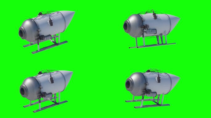 模型潜艇深潜器概念按类型在沉船泰坦上旋转3d渲染