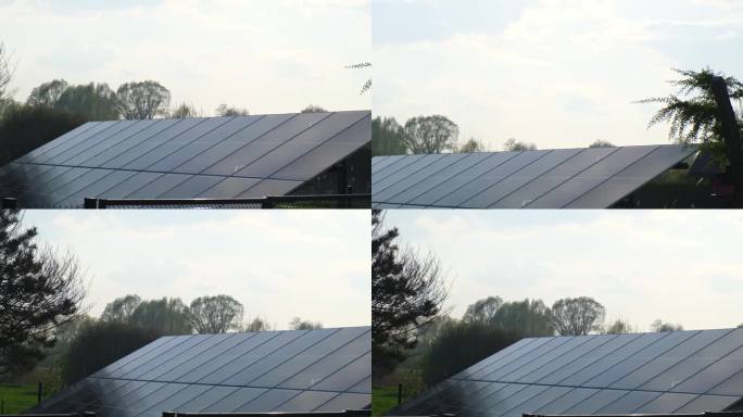 使用太阳能板替代传统能源的新型生态住宅。电池由太阳能电池充电广告绿色能源可持续生活可再生