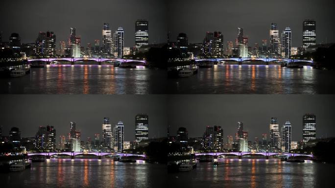 威斯敏斯特大桥夜景，延时拍摄