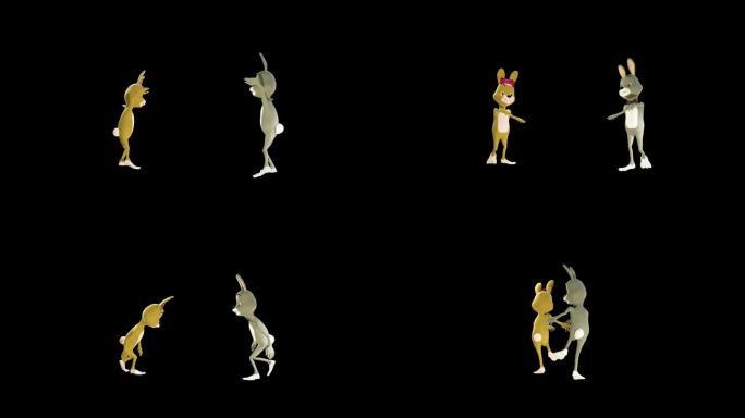 复活节夫妇兔子跳舞，无缝循环，阿尔法频道