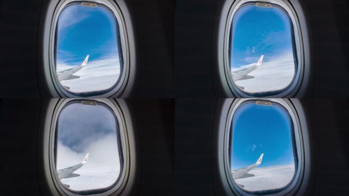飞机舷窗云景延时视频