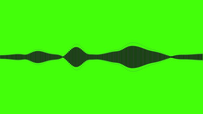 4k抽象音乐声波或音频波从孤立的绿色屏幕背景。线数字极简的声音和配乐。