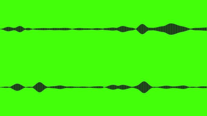 4k抽象音乐声波或音频波从孤立的绿色屏幕背景。线数字极简的声音和配乐。