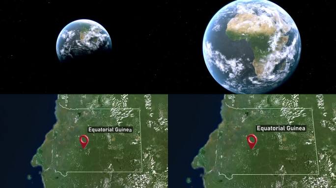 赤道几内亚国家地图从太空到地球缩放