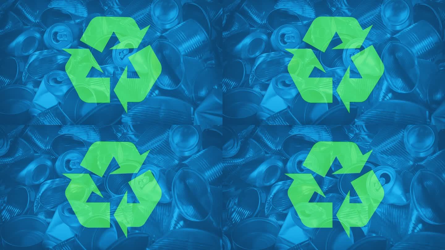 回收金属罐和锡与符号复合