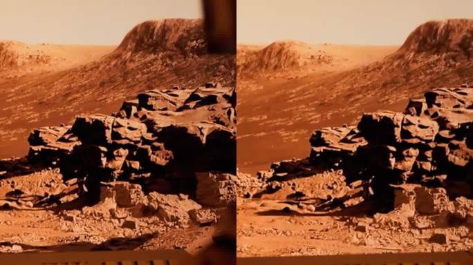 红色星球火星表面探测。宇航员驾驶火星探测器的垂直视频