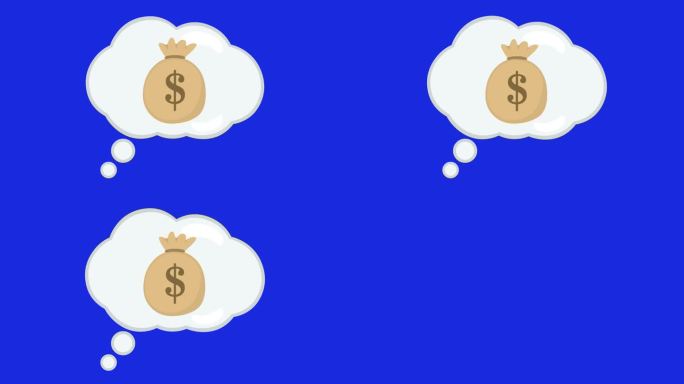 视频动画图标云思想和钱袋