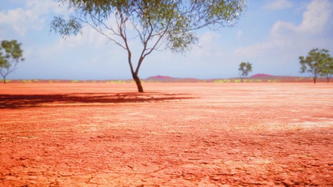旱季时地面干裂乌鲁汝澳洲景点地质地貌