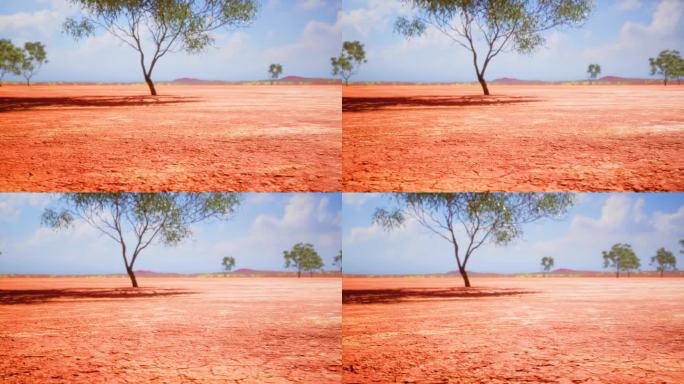 旱季时地面干裂乌鲁汝澳洲景点地质地貌