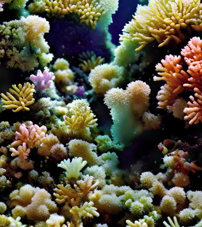 水下海洋植物海葵的垂直特写镜头