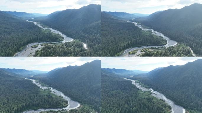 西澳奥林匹克半岛的山景和河川鸟瞰图