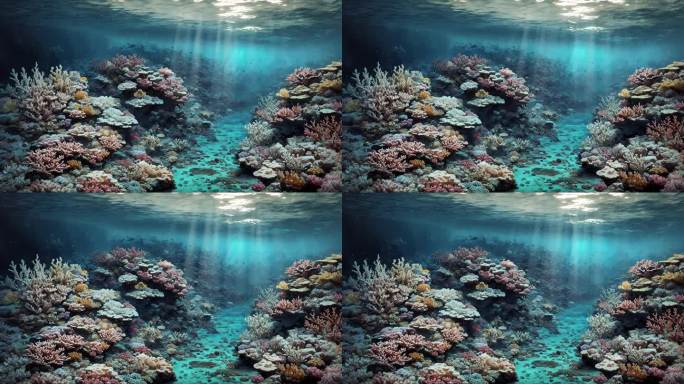 热带珊瑚礁植物的水下场景