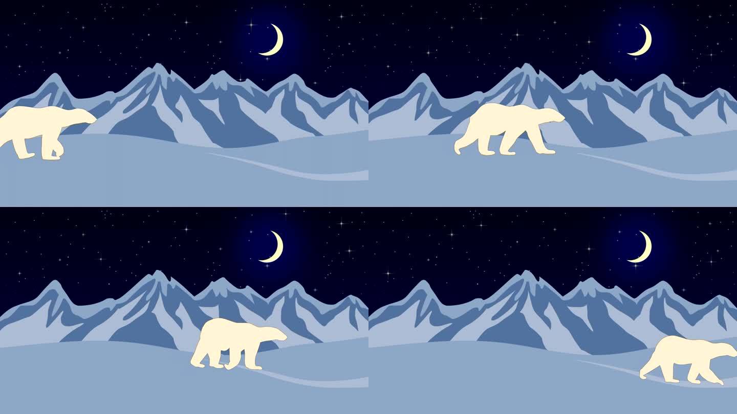 北极熊北极熊雪山动画