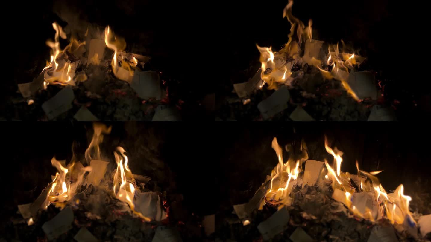在家里的壁炉里燃烧个人文件