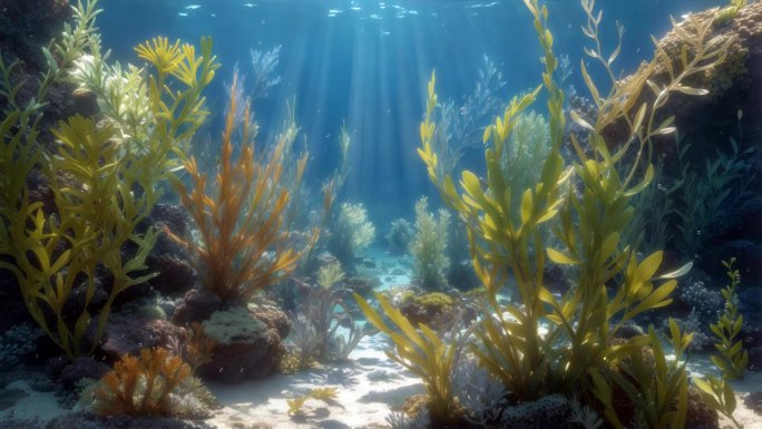 海底海藻植物近照热带鱼群海洋大海野生动物