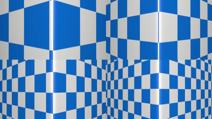 蓝色棋盘抽象动画背景。3 d动画。