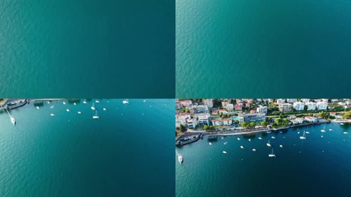 空中无人机拍摄的瑞士一个湖镇的4k画面