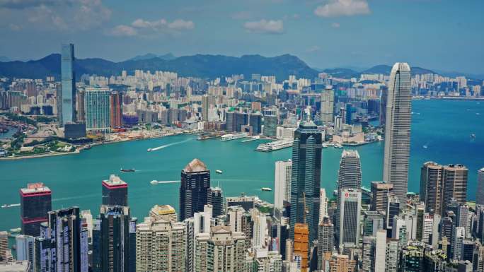 【正版素材】香港大景全景大气俯拍7285