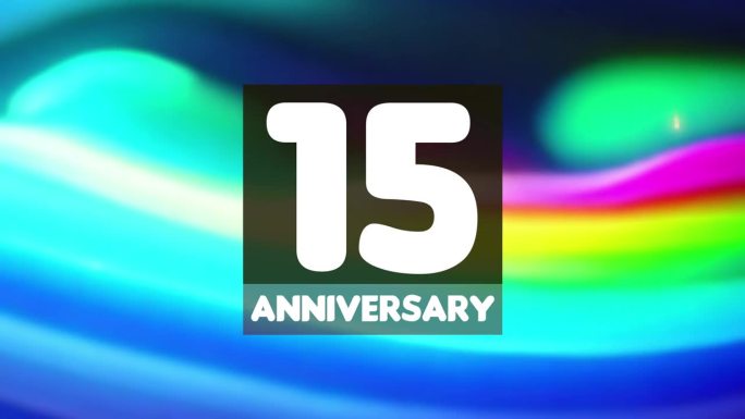 15周年生日庆祝横向彩色背景线和正方形