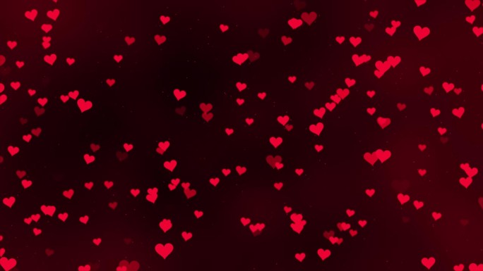 4k闪闪发光的心发光粒子情人节和爱情动画。