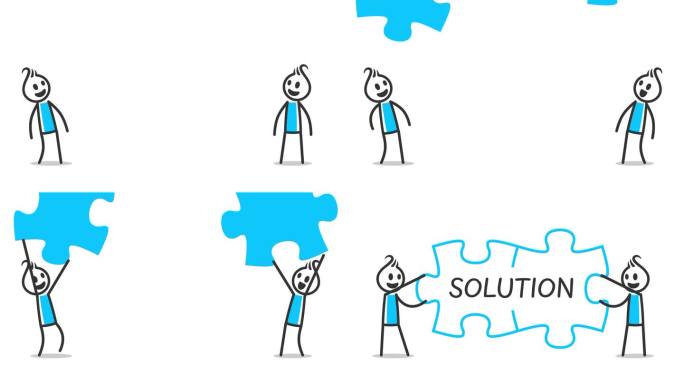 动画人物加入拼图相互连接，团队合作的解决方案
