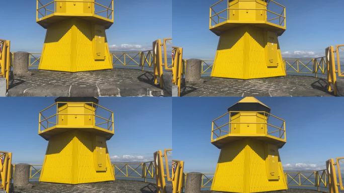 Ingólfsgarður灯塔，冰岛雷克雅未克港口的一座可爱的黄色灯塔