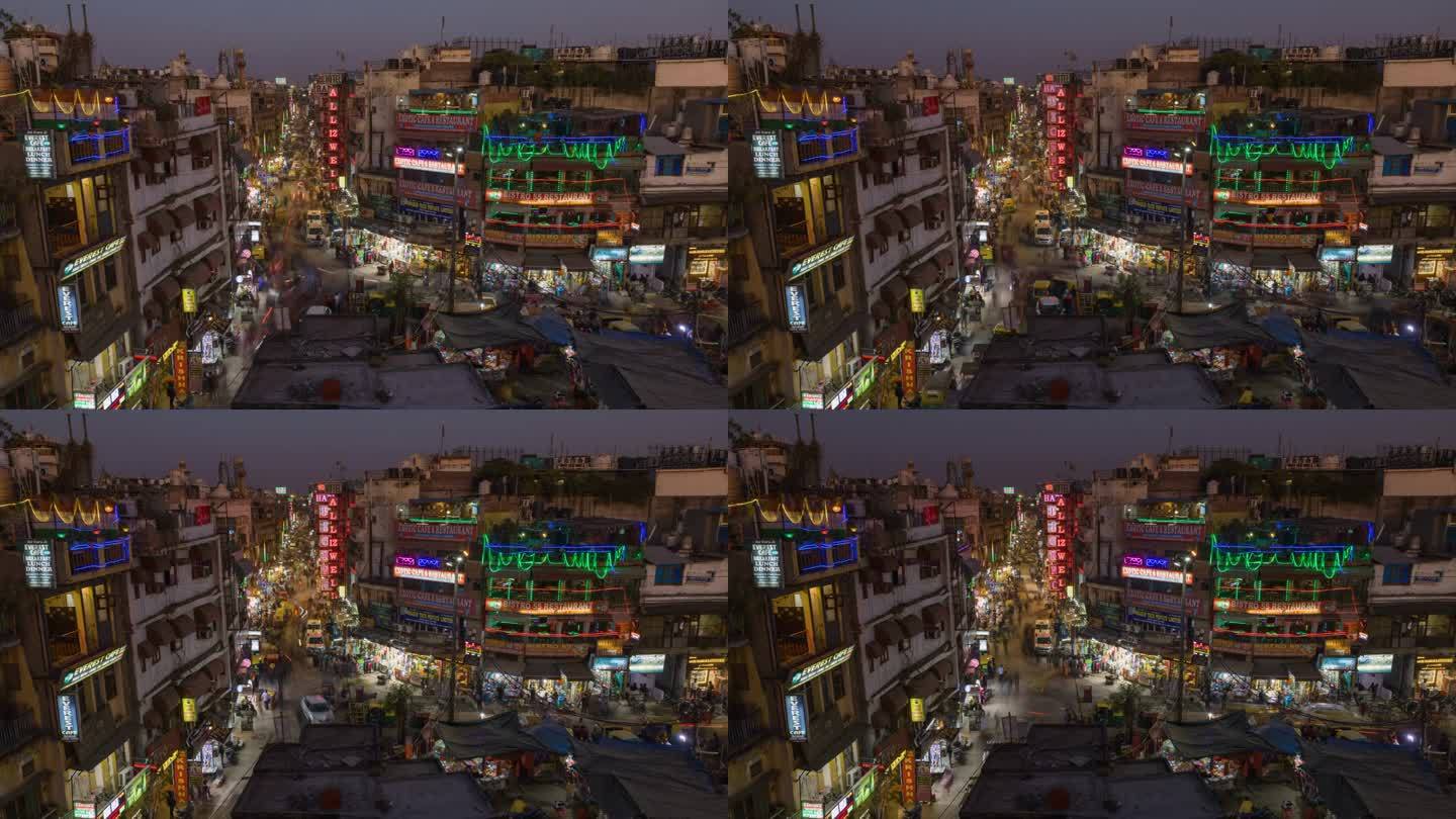 城市生活——印度新德里帕哈尔甘的主要集市