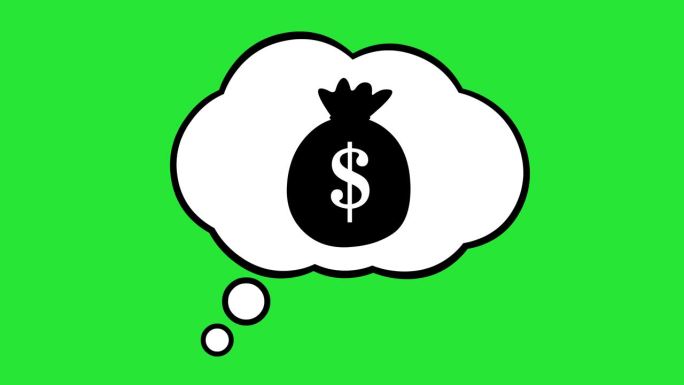 视频绘制动画图标云思想和钱袋