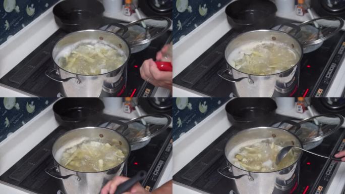 一个女人在做竹笋汤