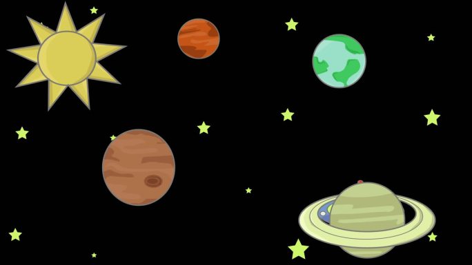 不明飞行物与行星一起在太空飞行的动画视频